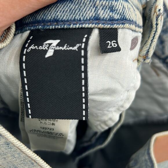 7 for all Mankind Women's Logan Stovepipe Jeans - Frost w/raw cut wide Cuff - 26 - Picture 5 of 9